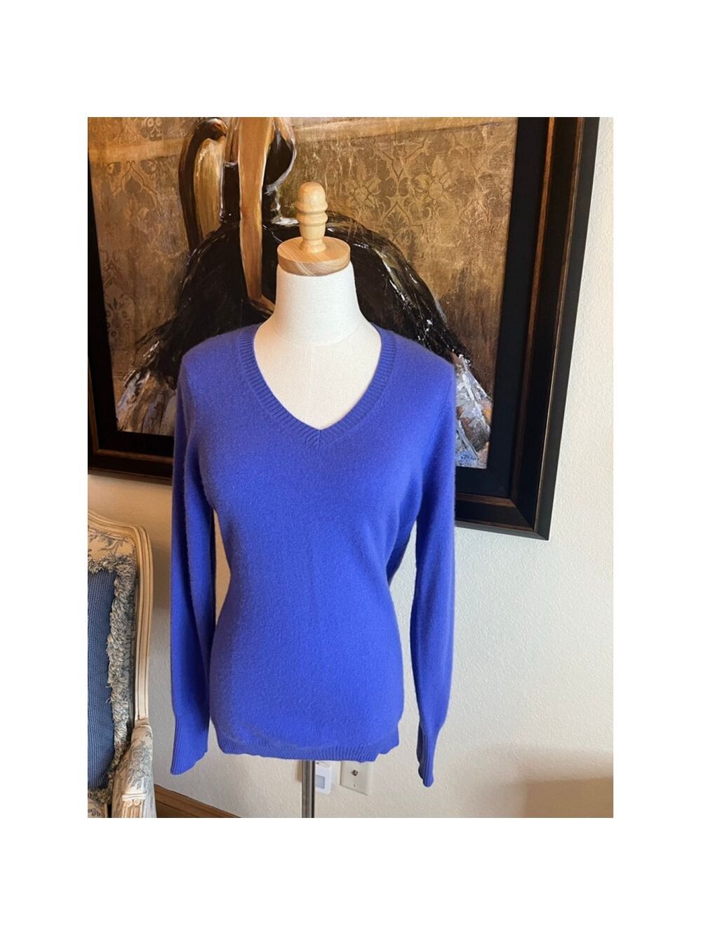 Women's Enzo Mantovani Purple Cashmere V-Neck Sweater Size L